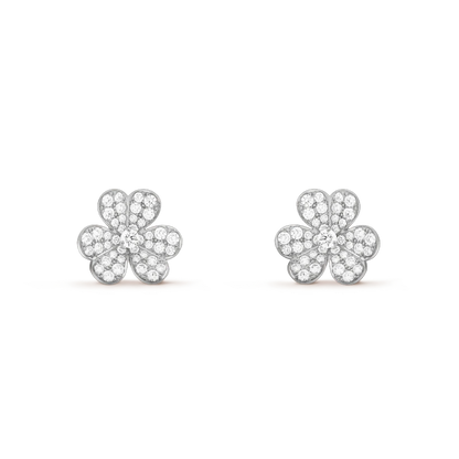 DIANA FRIVOLE SILVER FLOWER DIAMOND EARRINGS