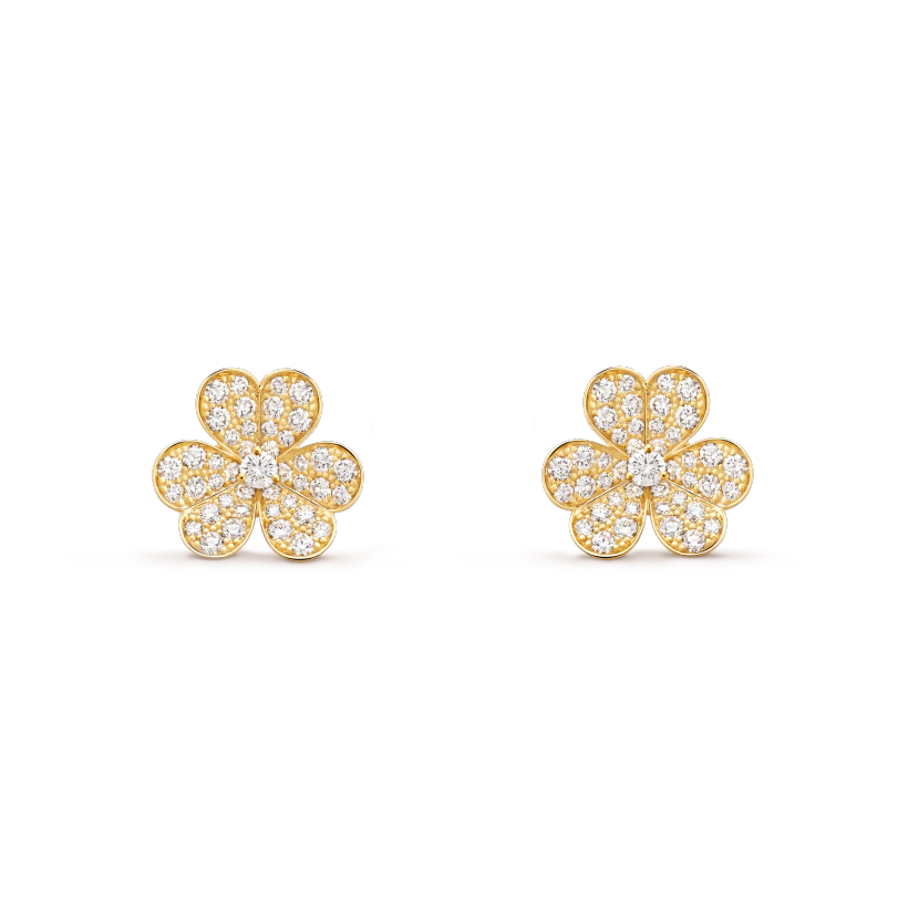 DIANA FRIVOLE GOLD FLOWER DIAMOND EARRINGS