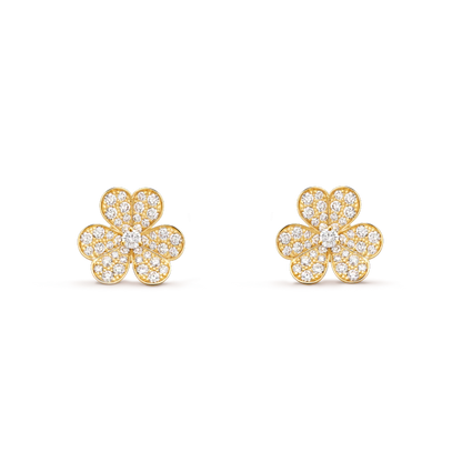 DIANA FRIVOLE GOLD FLOWER DIAMOND EARRINGS
