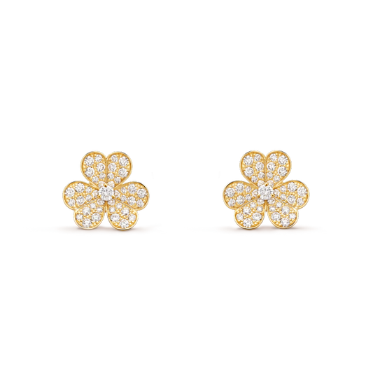 DIANA FRIVOLE GOLD FLOWER DIAMOND EARRINGS