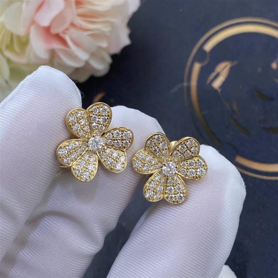 DIANA FRIVOLE GOLD FLOWER DIAMOND EARRINGS
