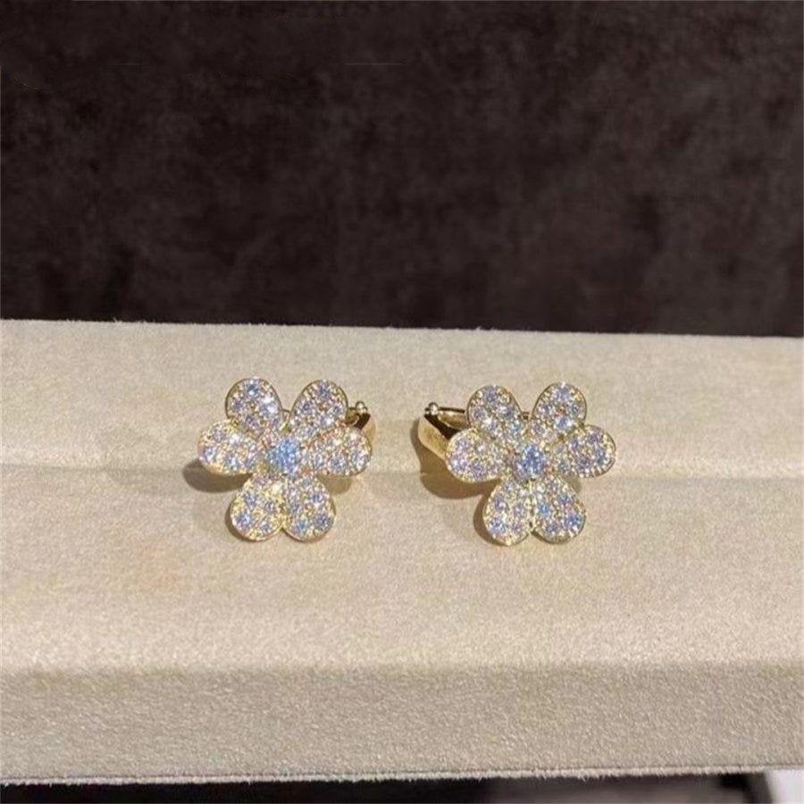DIANA FRIVOLE GOLD FLOWER DIAMOND EARRINGS