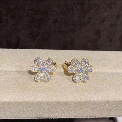 DIANA FRIVOLE GOLD FLOWER DIAMOND EARRINGS