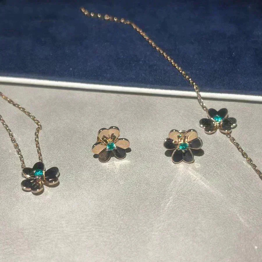 DIANA FRIVOLE  FLOWER MALACHITE EARRINGS