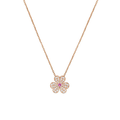 DIANA FRIVOLE ROSE GOLD FLOWER DIAMOND NECKLACE