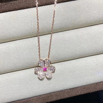DIANA FRIVOLE ROSE GOLD FLOWER DIAMOND NECKLACE