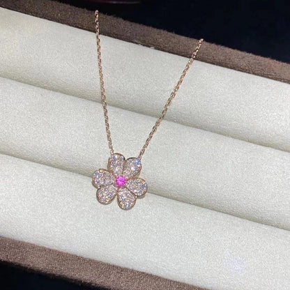 DIANA FRIVOLE ROSE GOLD FLOWER DIAMOND NECKLACE