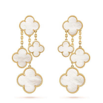 DIANA CLOVER EARRINGS WHITE MOP 4 MOTIFS GOLD