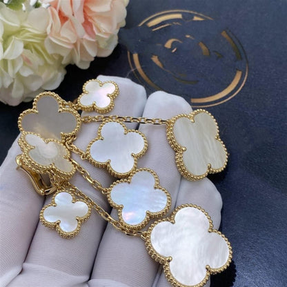 DIANA CLOVER EARRINGS WHITE MOP 4 MOTIFS GOLD