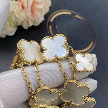 DIANA CLOVER EARRINGS WHITE MOP 4 MOTIFS GOLD