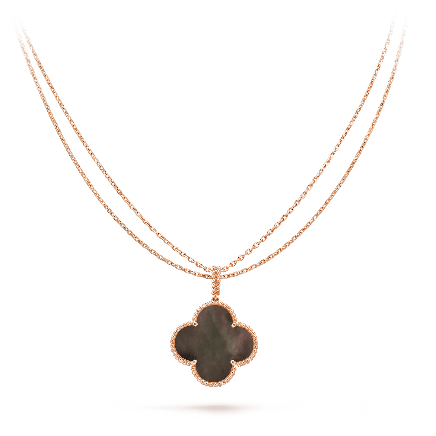DIANA CLOVER 25MM GOLD DARK MOP BIG CLOVER NECKLACE