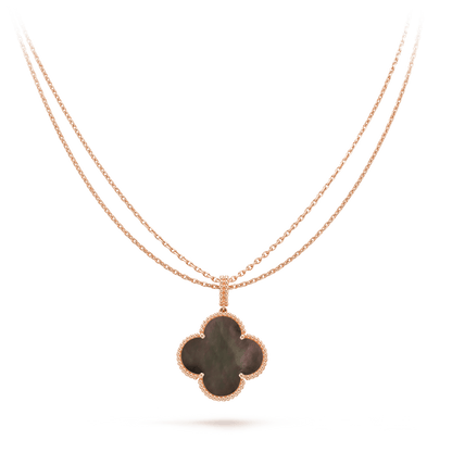 DIANA CLOVER 25MM GOLD DARK MOP BIG CLOVER NECKLACE