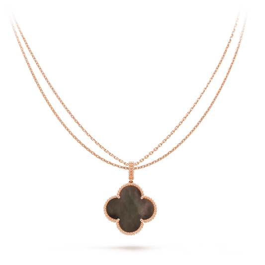 DIANA CLOVER 25MM GOLD DARK MOP BIG CLOVER NECKLACE