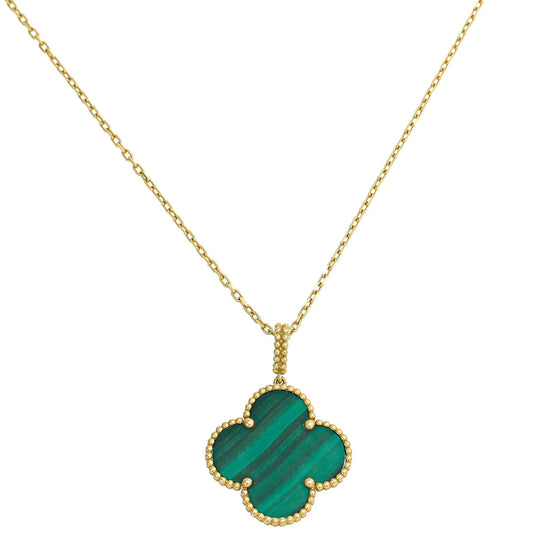 DIANA CLOVER 25MM MALACHITE GOLD NECKLACE