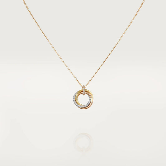 DIANA TRINITY NECKLACE SILVER GOLD PINK GOLD DIAMONDS