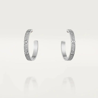 DIANA LOVE DIAMOND SILVER HOOP EARRINGS