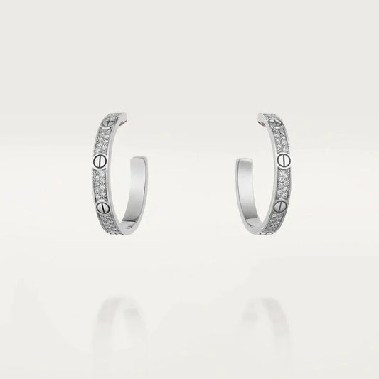 DIANA LOVE DIAMOND SILVER HOOP EARRINGS