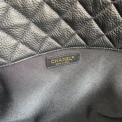 FLAP BAG 46CM GOLD HARDWARE BLACK CALFSKIN