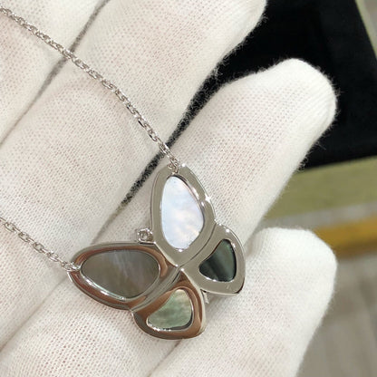 DIANA LARGE BUTTERFLY SILVER PENDANT DIAMOND NECKLACE