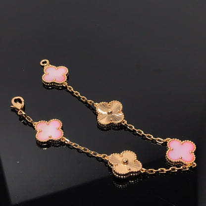 DIANA CLOVER BRACELET 5 MOTIF PINK AND PINK GOLD