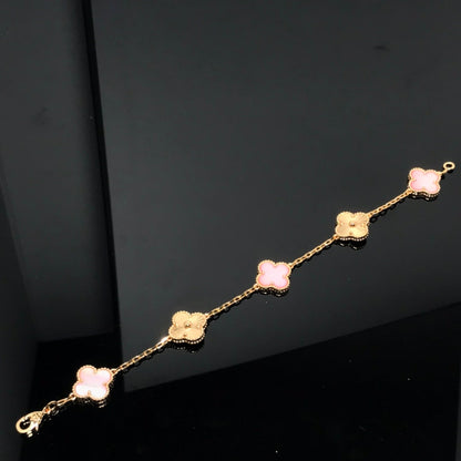 DIANA CLOVER BRACELET 5 MOTIF PINK AND PINK GOLD
