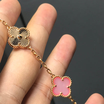 DIANA CLOVER BRACELET 5 MOTIF PINK AND PINK GOLD