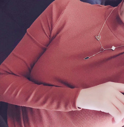 DIANA LUCKY SPRING 4 MOTIFS ROSE GOLD NECKLACE