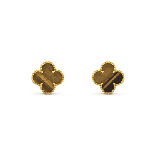 DIANA CLOVER MEDIUM 1 MOTIFS TIGER EYE EARRINGS
