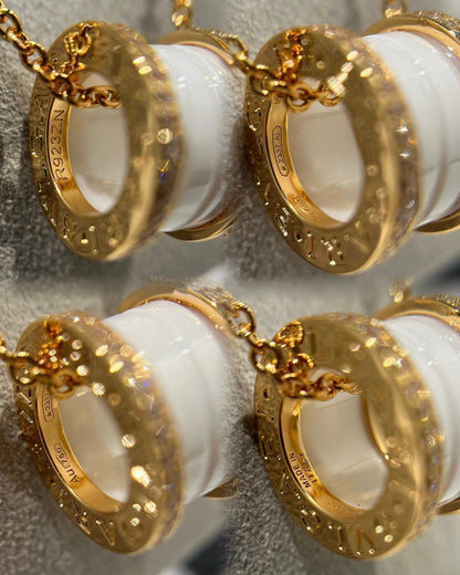 DIANA ZERO 1 WHITE CERAMIC DIAMOND PINK GOLD NECKLACE