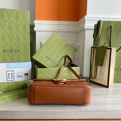 GG Marmont 26cm Brown Calfskin Gold Hardware