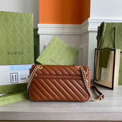 GG Marmont 26cm Brown Calfskin Gold Hardware