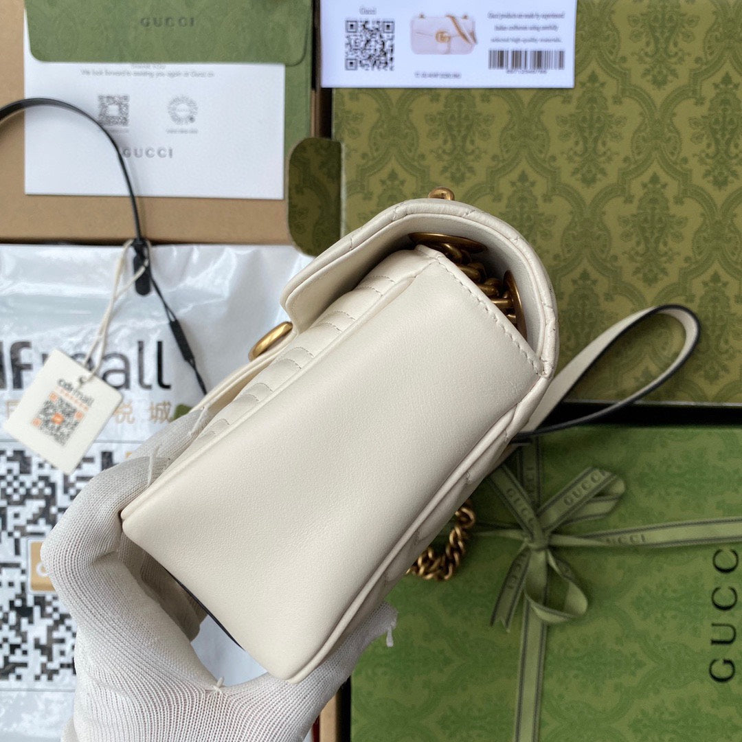 GG Marmont 26cm White Calfskin Gold Hardware